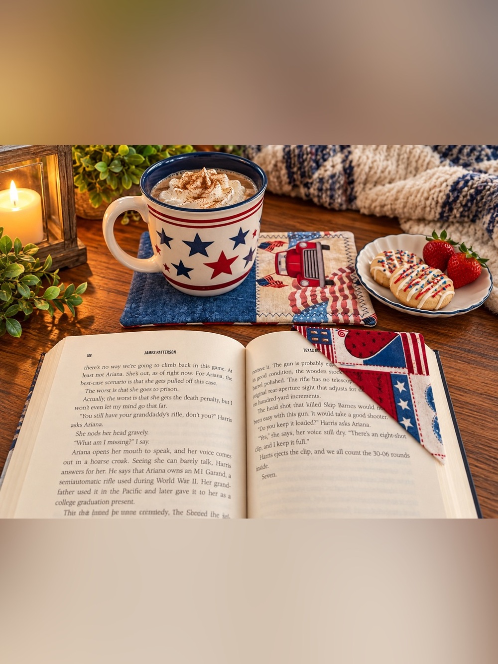 Handmade Patriotic Coordinating Mug Rug & Bookmark Bundle NWT